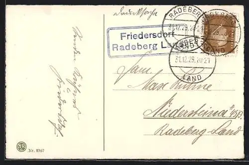 AK Landpoststempel Friedersdorf, Radeberger Land