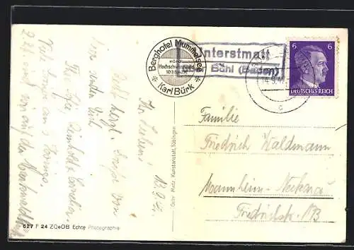 AK Landpoststempel Unterstmatt über Bühl (Baden)