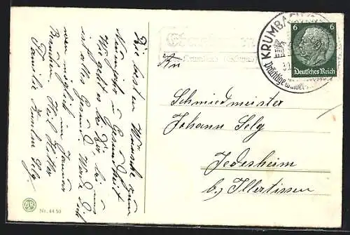 AK Landpoststempel Ebershausen über Krumbach (Schwab)