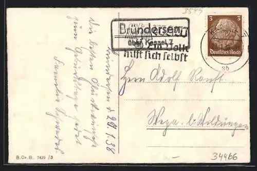 AK Landpoststempel Bründersen über Kassel 7