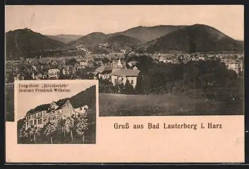 AK Bad Lauterberg i. Harz, Ortsansicht und Berg-Hotel Ritscherhöh