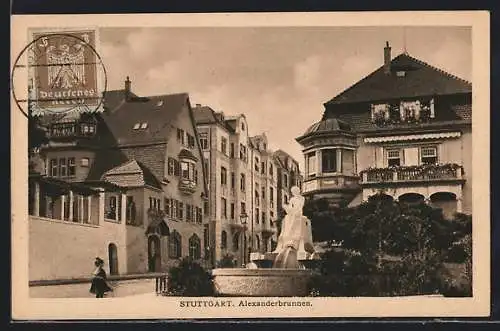 AK Stuttgart, Partie am Alexanderbrunnen