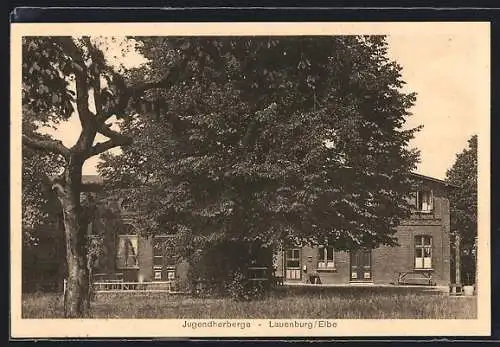 AK Lauenburg /Elbe, die Jugendherberge hinter einem Baum