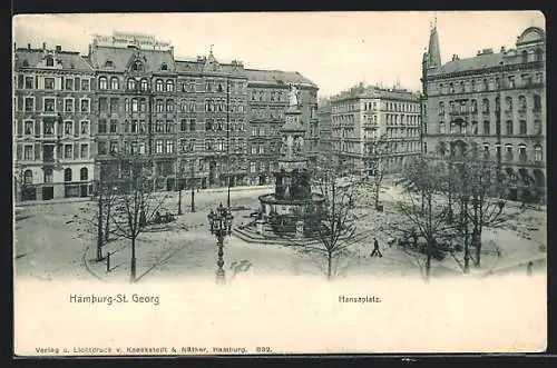 AK Hamburg-St. Georg, Der Hansaplatz aus der Vogelschau