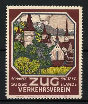 Reklamemarke Zug, Schweizer Verkehrsverein, Stadtansicht