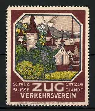 Reklamemarke Zug, Schweizer Verkehrsverein, Stadtansicht