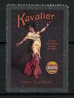 Reklamemarke Kavalier - beste Lederputz-Creme der Welt, Union Augsburg, Tänzerin & Dose