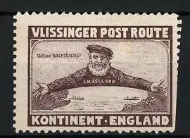 Reklamemarke Vlissinger Post Route, Kontinent England, Matrose der SM Zeeland
