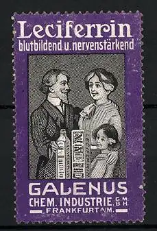 Reklamemarke Leciferrin - blutbildend & nervenstärkend, Galenus Chemische Industrie GmbH, Frankfurt a. M., Familie