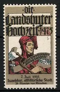 Reklamemarke Landshut, Landshuter Hochzeit 1475, Festspiel 1912, Knappe