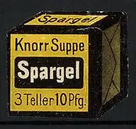 Reklamemarke Knorr-Suppe Spargel, 3 Teller 10 Pfg., Suppenwürfel