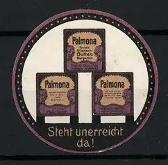 Reklamemarke Palmona - feinste Pflanzenbutter-Margarine, drei gestapelte Margarineschachteln
