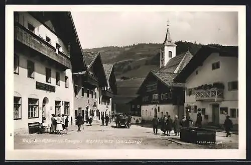 AK Wagrain im Pongau, Marktplatz mit Gasthaus zum Metzger