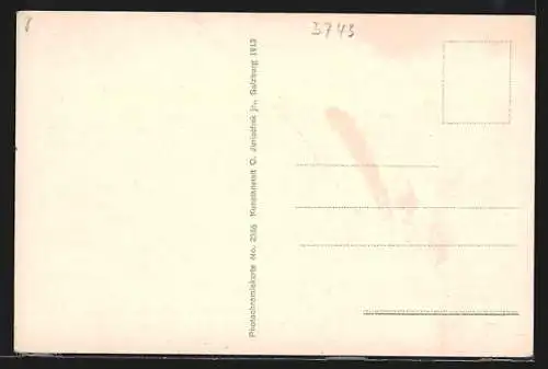 AK Krimml, Ortspartie mit Kirche und Kindern mit Karren