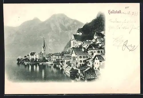 AK Hallstatt, Ortspartie am Seeufer