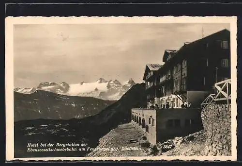 AK Ebensee, Hotel bei der Bergstation der Ebenseeseilschwebebahn am Feuerkogel