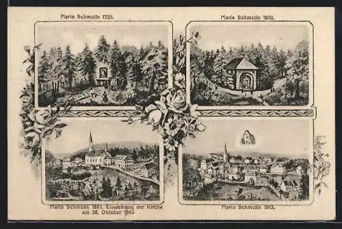 AK Maria Schmolln, Einweihung der Kirche 1863, Ortspartien 1735-1850, Teilansicht 1913