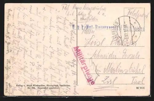 AK Saalfelden, Untermarkt und Bahnhof aus der Vogelschau