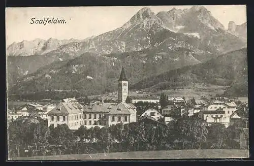 AK Saalfelden, Totalansicht mit Blick zum Kirchturm