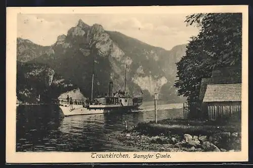 AK Traunkirchen, Dampfer Gisela auf dem Bergsee