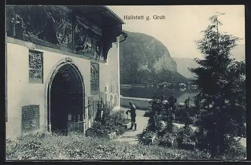 AK Hallstatt, Friedhof mit Grub
