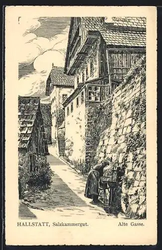 AK Hallstatt, Blick in die Alte Gasse