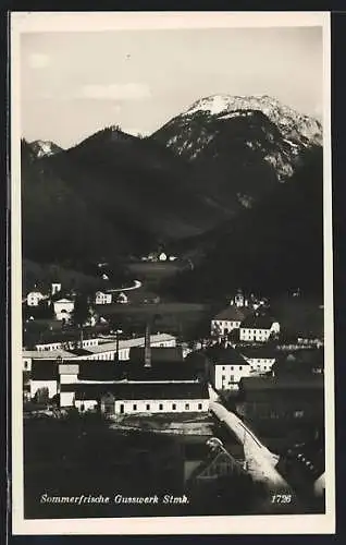 AK Gusswerk /Stmk., Ortsansicht gegen die Berge