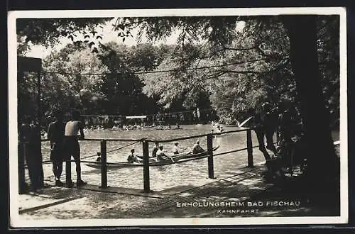 AK Bad Fischau, Erholungsheim mit Kahnfahrt