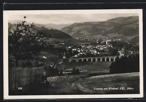 AK Aspang, Ortsansicht mit Brücke