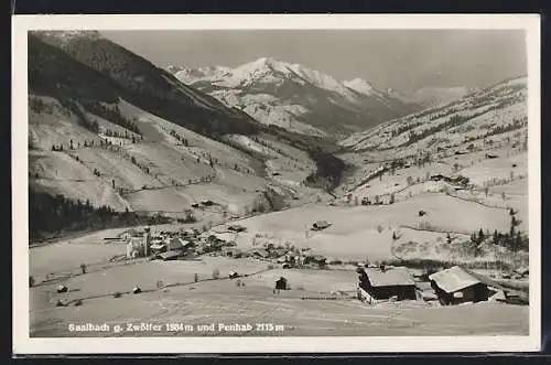 AK Saalbach, Ansicht gegen Zwölfer und Penhab im Schnee