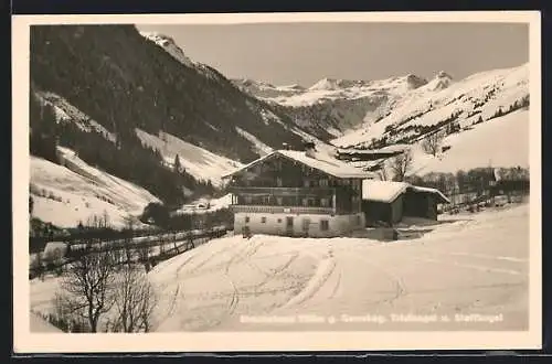 AK Saalbach, Simonshaus gegen Gamshag, Tristkogel und Staffkogel im Winter