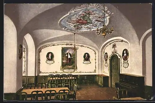 AK Salzburg, Gasthaus Stieglkeller in der Festungsgasse, Mozartzimmer, Innenansicht