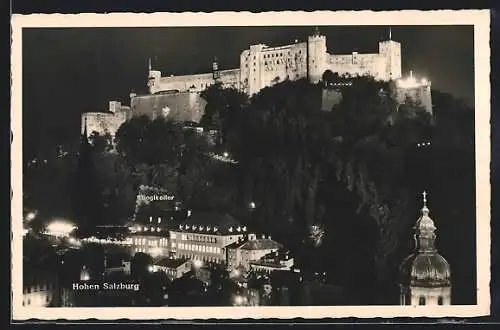 AK Salzburg, Die Festung Hohen Salzburg bei Nacht