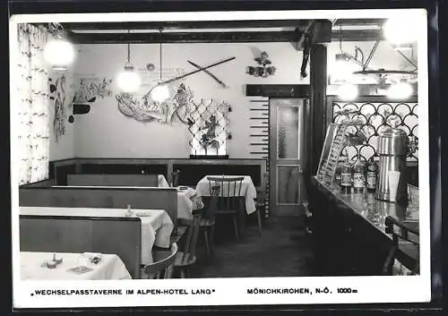 AK Mönichkirchen /N.-Ö., Wechselpasstaverne im Alpen-Hotel Lang