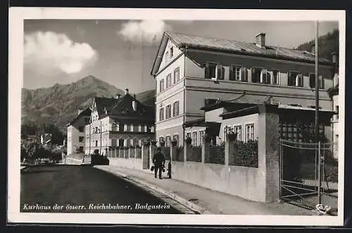 AK Badgastein, Strasse am Kurhaus der österr. Reichsbahner