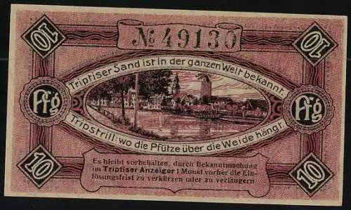 Notgeld Triptis 1918, 10 Pfennig, Ortsansicht