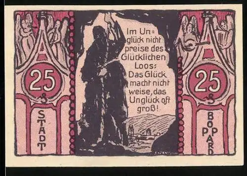 Notgeld Boppard 1921, 25 Pfennig, Mönch läutet die Glocken, Bruder Michel