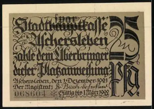 Notgeld Aschersleben 1921, 25 Pfennig, Hamster auf dem Kornfeld