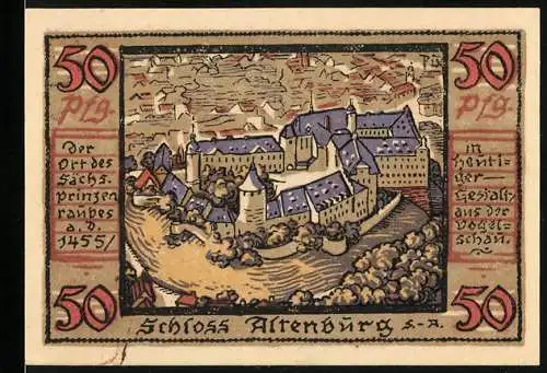 Notgeld Altenburg 1921, 50 Pfennig, Schloss Altenburg und Burg