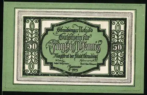 Notgeld Straubing 1919, 50 Pfennig, Bruder Straubinger