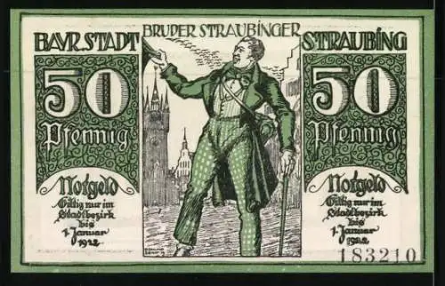 Notgeld Straubing 1919, 50 Pfennig, Bruder Straubinger