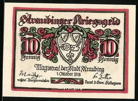 Notgeld Straubing 1918, 10 Pfennig, Wappen