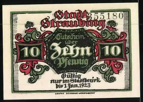 Notgeld Straubing 1918, 10 Pfennig, Wappen