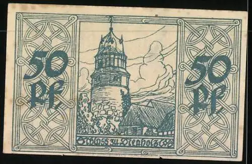 Notgeld Diepholz 1920, 50 Pfennig, Wappen und Schloss