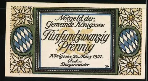 Notgeld Königsee 1921, 25 Pfennig, Ortspartie mit Kirche