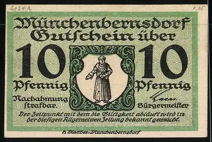 Notgeld Münchenbernsdorf, 10 Pfennig, Teppiche, Decken und Läufer