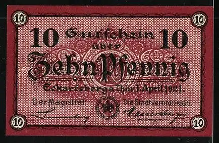 Notgeld Eckartsberga in Thür. 1921, 10 Pfennig, Blick zur Eckartsburg