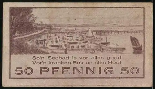 Notgeld Niendorf /Ostsee 1921, 50 Pfennig, Blick zum Strand