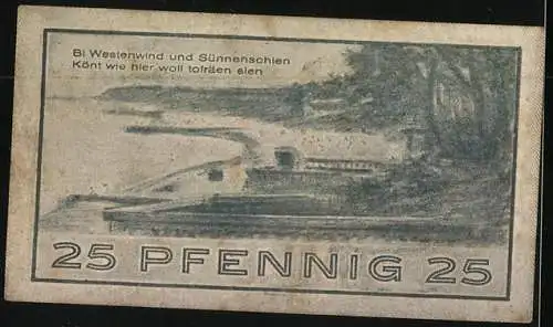 Notgeld Niendorf /Ostsee 1921, 25 Pfennig, Strand aus der Vogelschau