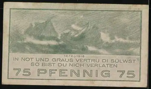 Notgeld Niendorf /Ostsee 1921, 75 Pfennig, Ansicht bei Sturm